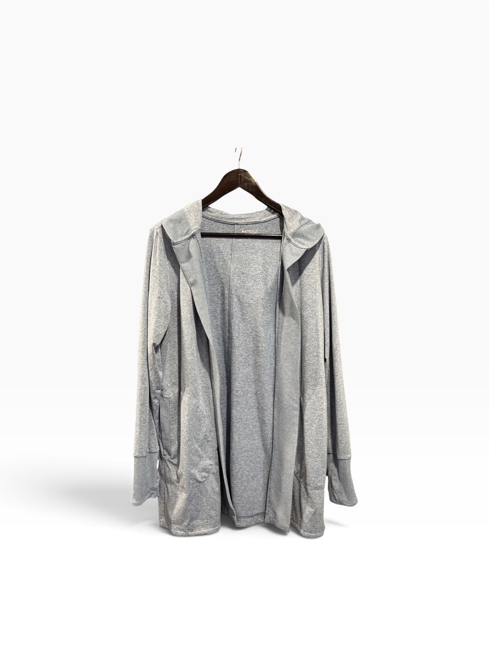 Athleta Heather Blue Hooded Open Cardigan